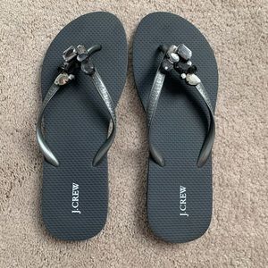 Jcrew Gray Jewel Flip Flops size 7, NWOT